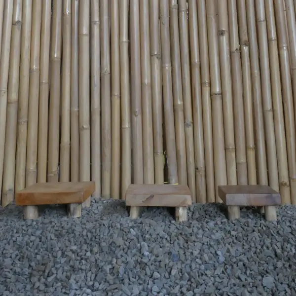 Product image 10 of the product “Low Stool made from teak root wood, Set of 3. Sizes: L: 20x20x7cm H. M:18x18x7cm H. S: 15x15x7cm H. ”